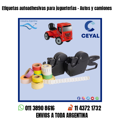 Etiquetas autoadhesivas para jugueterías – Autos y camiones