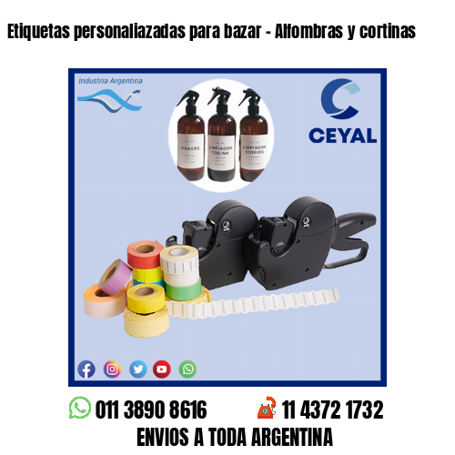 Etiquetas personaliazadas para bazar – Alfombras y cortinas