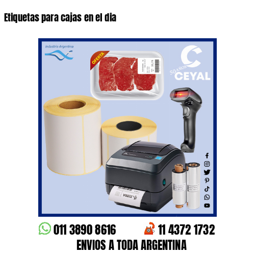 Etiquetas para cajas en el dia