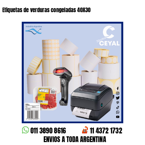 Etiquetas de verduras congeladas 40X30