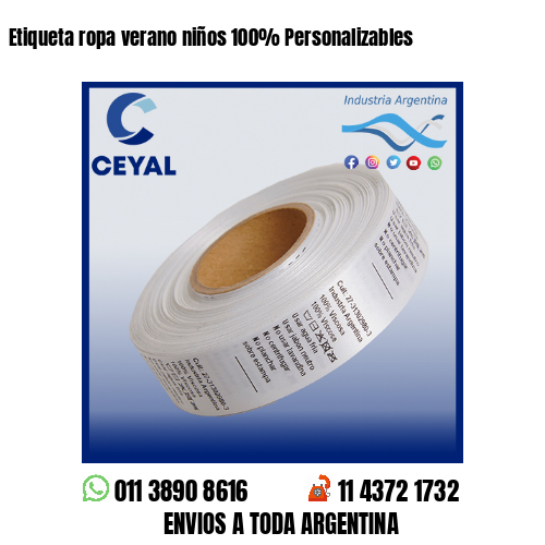 Etiqueta ropa verano niños 100% Personalizables