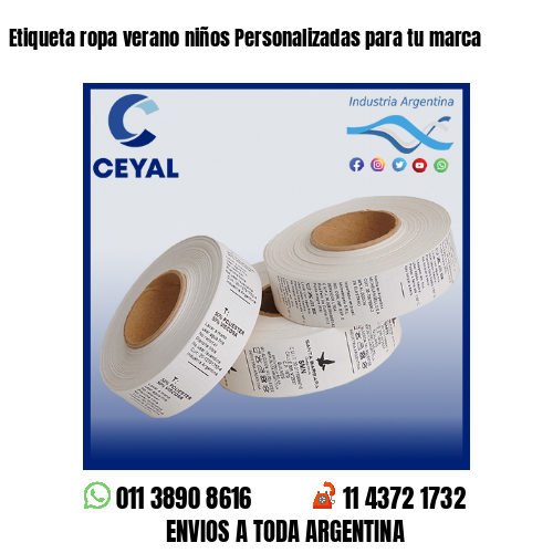 Etiqueta ropa verano niños Personalizadas para tu marca