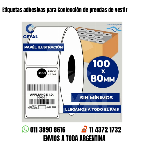 Etiquetas adhesivas para Confección de prendas de vestir