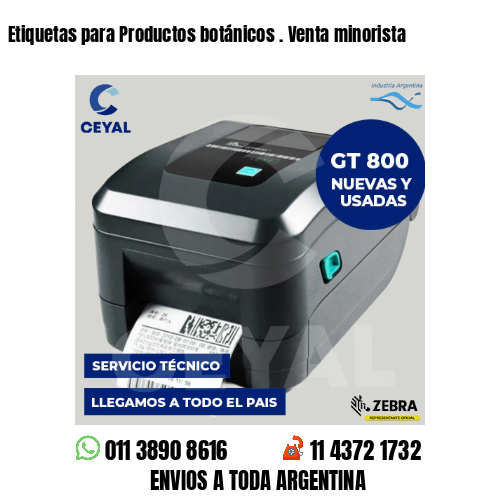 Etiquetas para Productos botánicos . Venta minorista