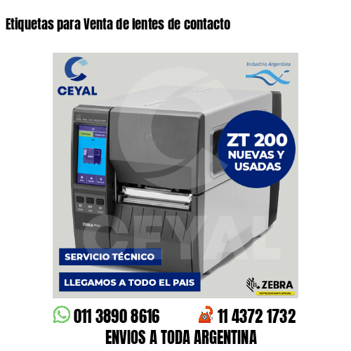 Etiquetas para Venta de lentes de contacto