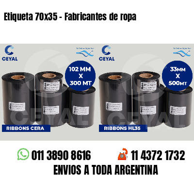 Etiqueta 70x35 - Fabricantes de ropa 