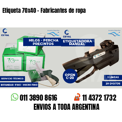 Etiqueta 70x40 - Fabricantes de ropa 