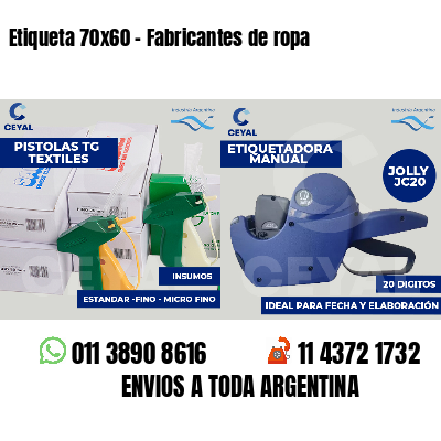 Etiqueta 70x60 - Fabricantes de ropa 