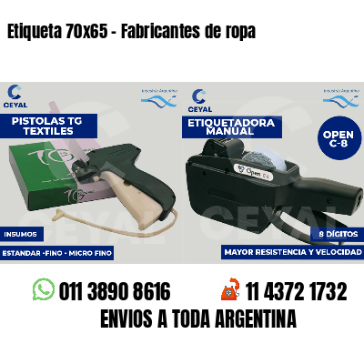 Etiqueta 70x65 - Fabricantes de ropa 