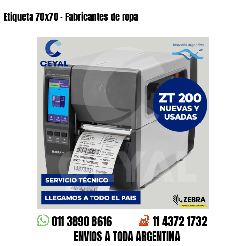Etiqueta 70×70 – Fabricantes de ropa