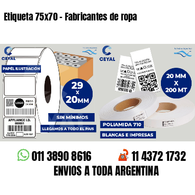 Etiqueta 75x70 - Fabricantes de ropa 