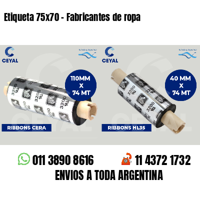 Etiqueta 75x70 - Fabricantes de ropa 
