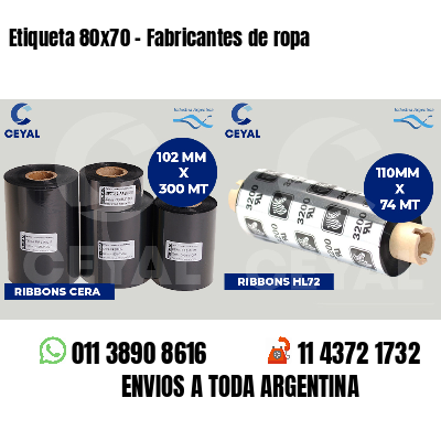 Etiqueta 80x70 - Fabricantes de ropa 