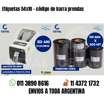 Etiquetas 54x10 - código de barra prendas