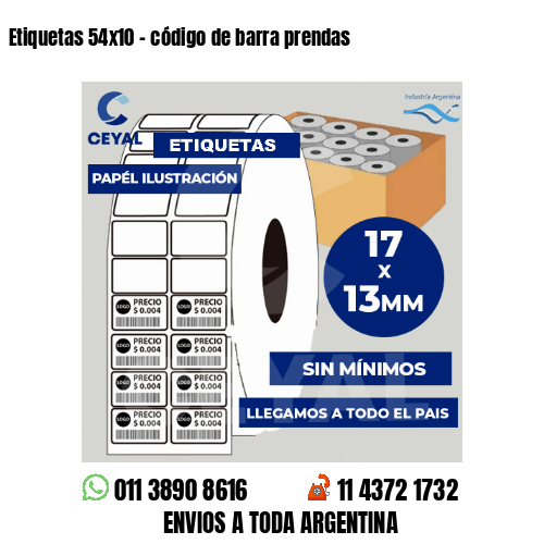 Etiquetas 54×10 – código de barra prendas