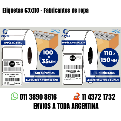 Etiquetas 63x110 - Fabricantes de ropa
