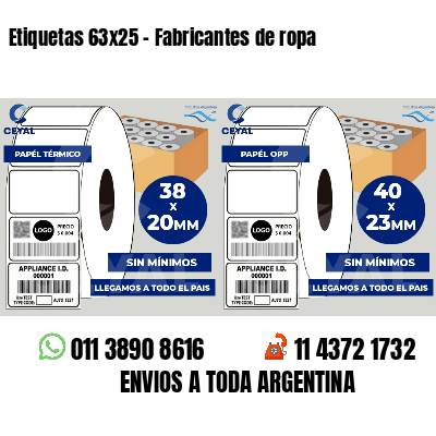 Etiquetas 63x25 - Fabricantes de ropa