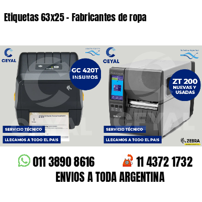 Etiquetas 63x25 - Fabricantes de ropa