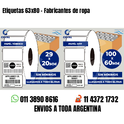Etiquetas 63x80 - Fabricantes de ropa