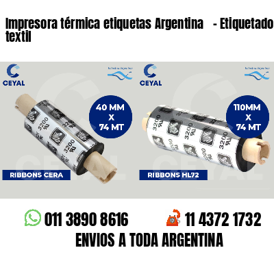 Impresora térmica etiquetas Argentina   - Etiquetado textil
