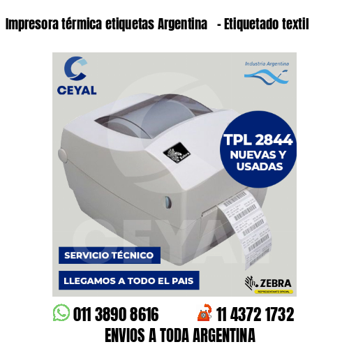 Impresora térmica etiquetas Argentina   – Etiquetado textil