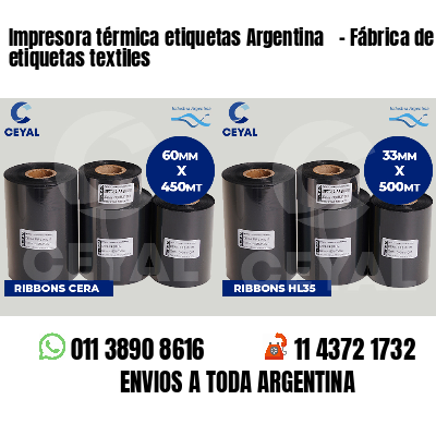 Impresora térmica etiquetas Argentina   - Fábrica de etiquetas textiles