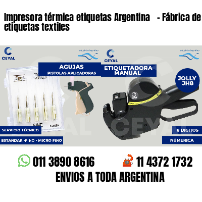 Impresora térmica etiquetas Argentina   - Fábrica de etiquetas textiles