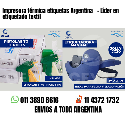 Impresora térmica etiquetas Argentina   - Líder en etiquetado textil