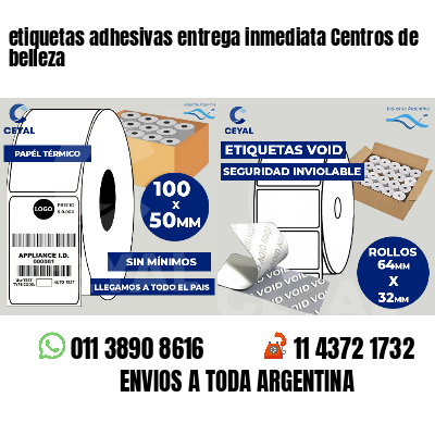 etiquetas adhesivas entrega inmediata Centros de belleza