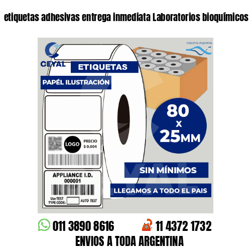 etiquetas adhesivas entrega inmediata Laboratorios bioquímicos