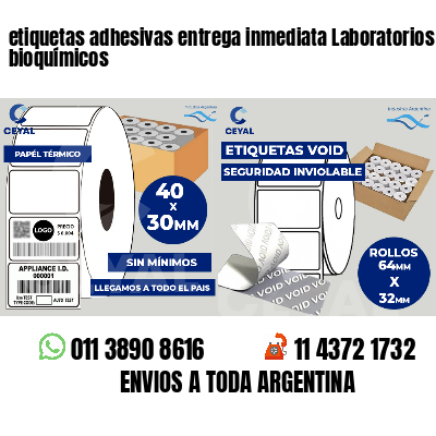 etiquetas adhesivas entrega inmediata Laboratorios bioquímicos