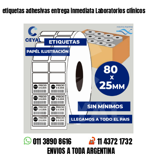 etiquetas adhesivas entrega inmediata Laboratorios clínicos