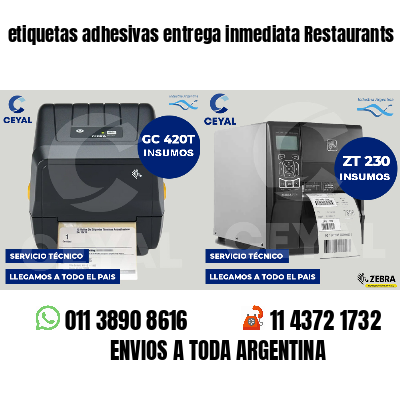 etiquetas adhesivas entrega inmediata Restaurants