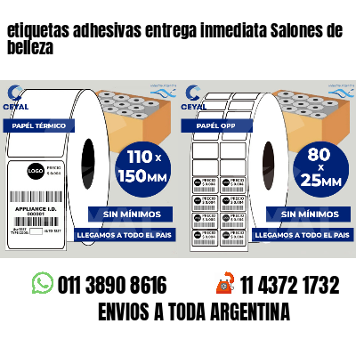 etiquetas adhesivas entrega inmediata Salones de belleza