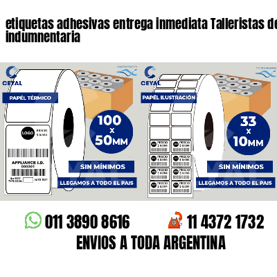 etiquetas adhesivas entrega inmediata Talleristas de indumnentaria
