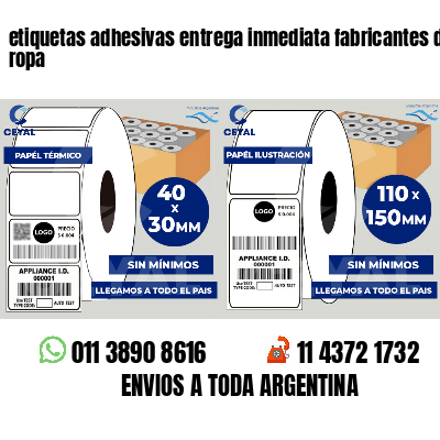 etiquetas adhesivas entrega inmediata fabricantes de ropa