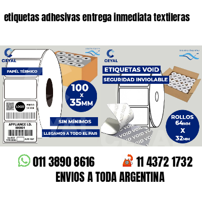 etiquetas adhesivas entrega inmediata textileras
