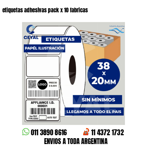 etiquetas adhesivas pack x 10 fabricas