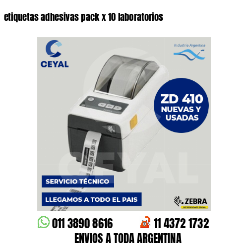 etiquetas adhesivas pack x 10 laboratorios
