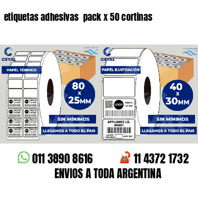 etiquetas adhesivas  pack x 50 cortinas