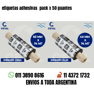 etiquetas adhesivas  pack x 50 guantes