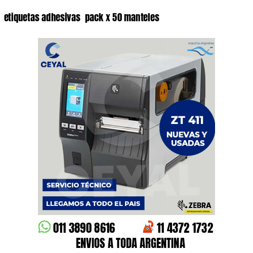 etiquetas adhesivas  pack x 50 manteles