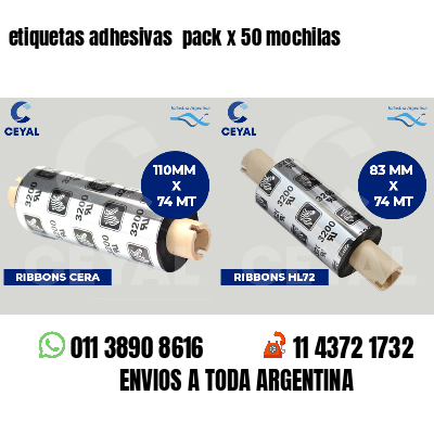 etiquetas adhesivas  pack x 50 mochilas