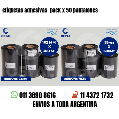 etiquetas adhesivas  pack x 50 pantalones