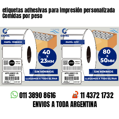 etiquetas adhesivas para impresión personalizada Comidas por peso