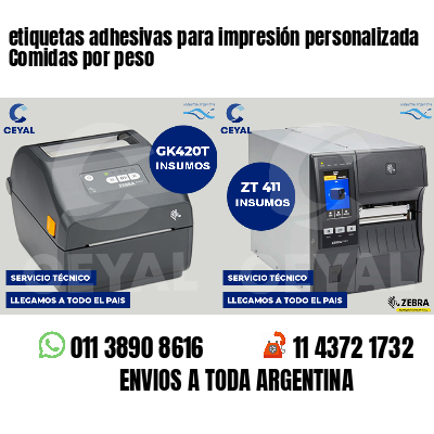 etiquetas adhesivas para impresión personalizada Comidas por peso