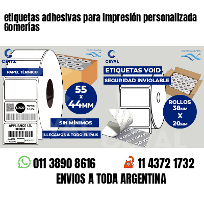 etiquetas adhesivas para impresión personalizada Gomerías