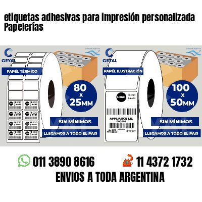 etiquetas adhesivas para impresión personalizada Papelerías