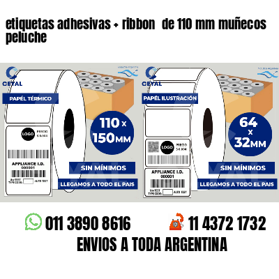 etiquetas adhesivas   ribbon  de 110 mm muñecos peluche