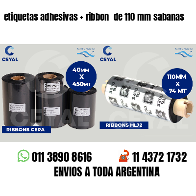 etiquetas adhesivas   ribbon  de 110 mm sabanas